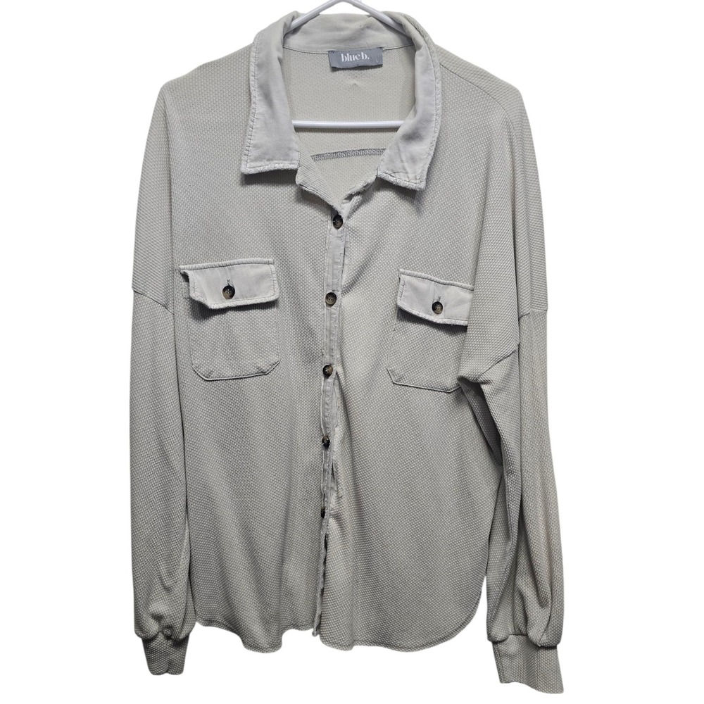 Blue B. Women's Button Down Shirt Jacket Shacket Long Sleeve Pockets Sz L‎